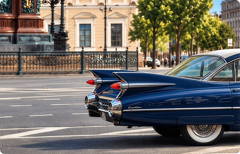 Classic cars on a city street